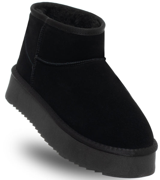 SOLO SOPRANI COUTURE Leather Ankle Boots Women's HUGH PLATFORM BLACK (8012) Women