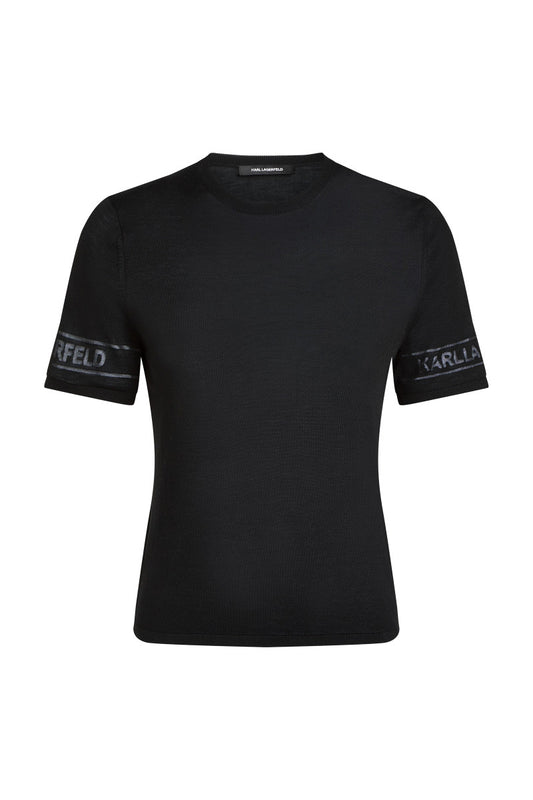 Karl Lagerfeld Lightweight Logo Knit Top Black (B2W18009999) Women