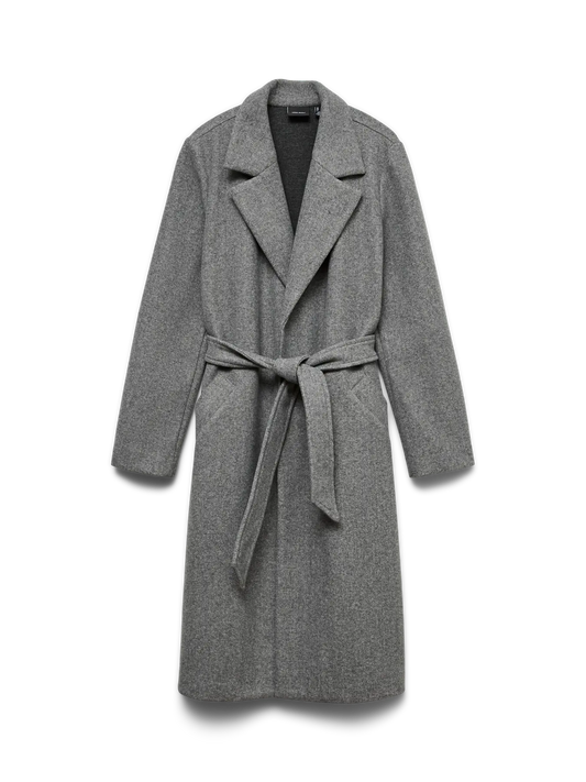 Fortuneaya Long Coat Medium Grey Melange (10278330) Women